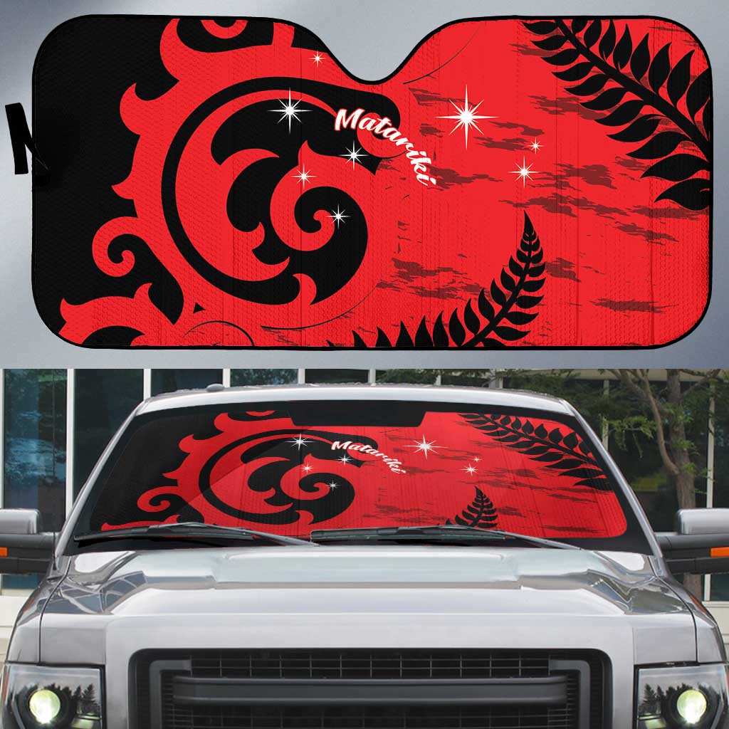 New Zealand Matariki Auto Sun Shade Maori New Year Koru Pattern