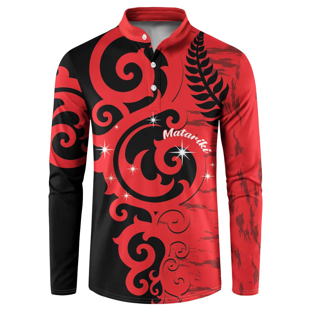 New Zealand Matariki Button Sweatshirt Maori New Year Koru Pattern