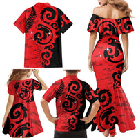 New Zealand Matariki Family Matching Mermaid Dress and Hawaiian Shirt Maori New Year Koru Pattern LT22 - Polynesian Pride