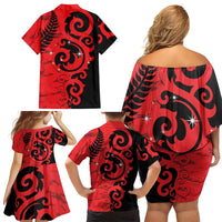 New Zealand Matariki Family Matching Off Shoulder Short Dress and Hawaiian Shirt Maori New Year Koru Pattern LT22 - Polynesian Pride