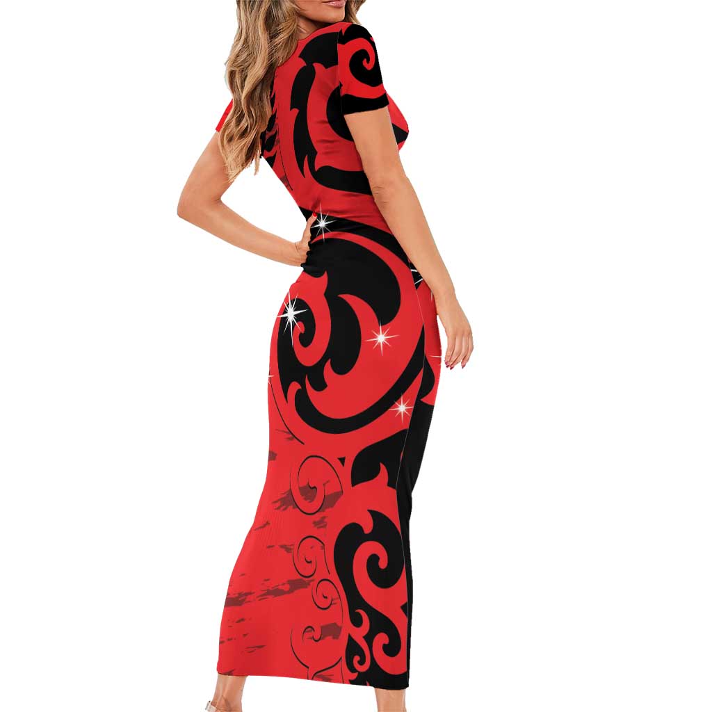 New Zealand Matariki Family Matching Short Sleeve Bodycon Dress and Hawaiian Shirt Maori New Year Koru Pattern LT22 - Polynesian Pride