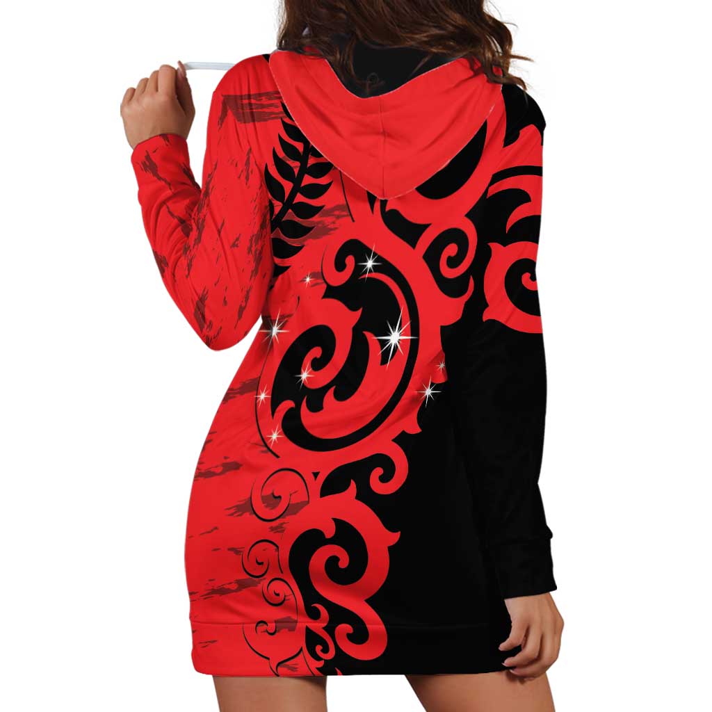 New Zealand Matariki Hoodie Dress Maori New Year Koru Pattern