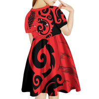 New Zealand Matariki Kid Short Sleeve Dress Maori New Year Koru Pattern