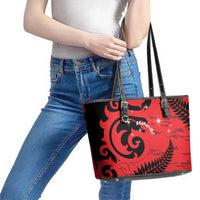 New Zealand Matariki Leather Tote Bag Maori New Year Koru Pattern