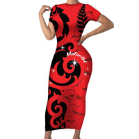 New Zealand Matariki Short Sleeve Bodycon Dress Maori New Year Koru Pattern