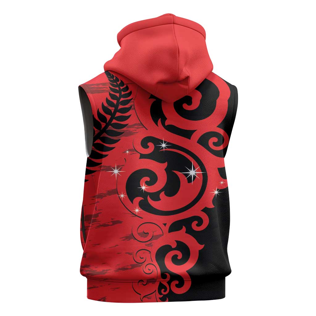 New Zealand Matariki Sleeveless Hoodie Maori New Year Koru Pattern