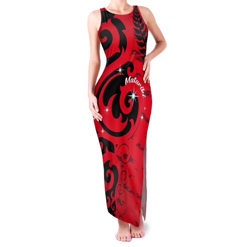 New Zealand Matariki Tank Maxi Dress Maori New Year Koru Pattern
