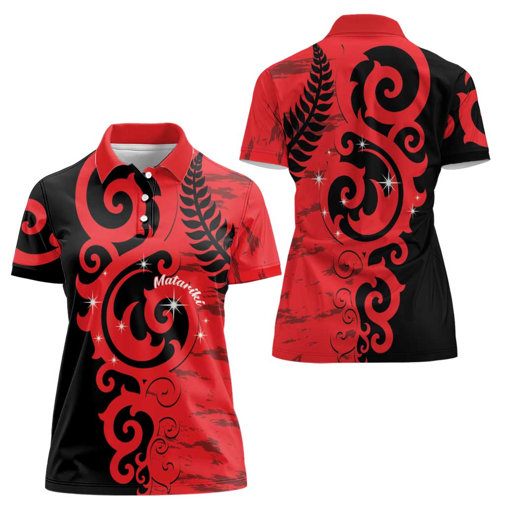 New Zealand Matariki Women Polo Shirt Maori New Year Koru Pattern