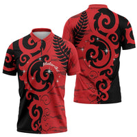 New Zealand Matariki Zipper Polo Shirt Maori New Year Koru Pattern