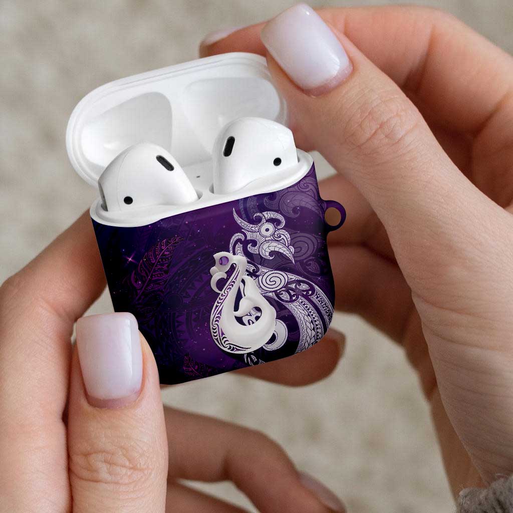New Zealand Matariki AirPods Case Maori Manaia Galaxy Silver Fern Purple Color