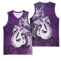 New Zealand Matariki Basketball Jersey Maori Manaia Galaxy Silver Fern Purple Color LT22 - Polynesian Pride