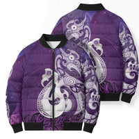 New Zealand Matariki Bomber Puffer Jacket Maori Manaia Galaxy Silver Fern Purple Color LT22 - Polynesian Pride