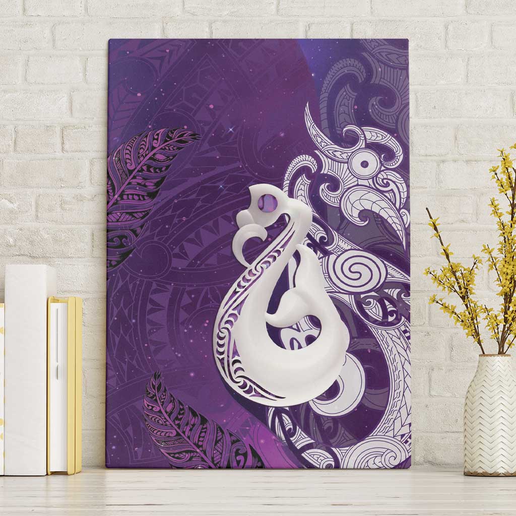 New Zealand Matariki Canvas Wall Art Maori Manaia Galaxy Silver Fern Purple Color