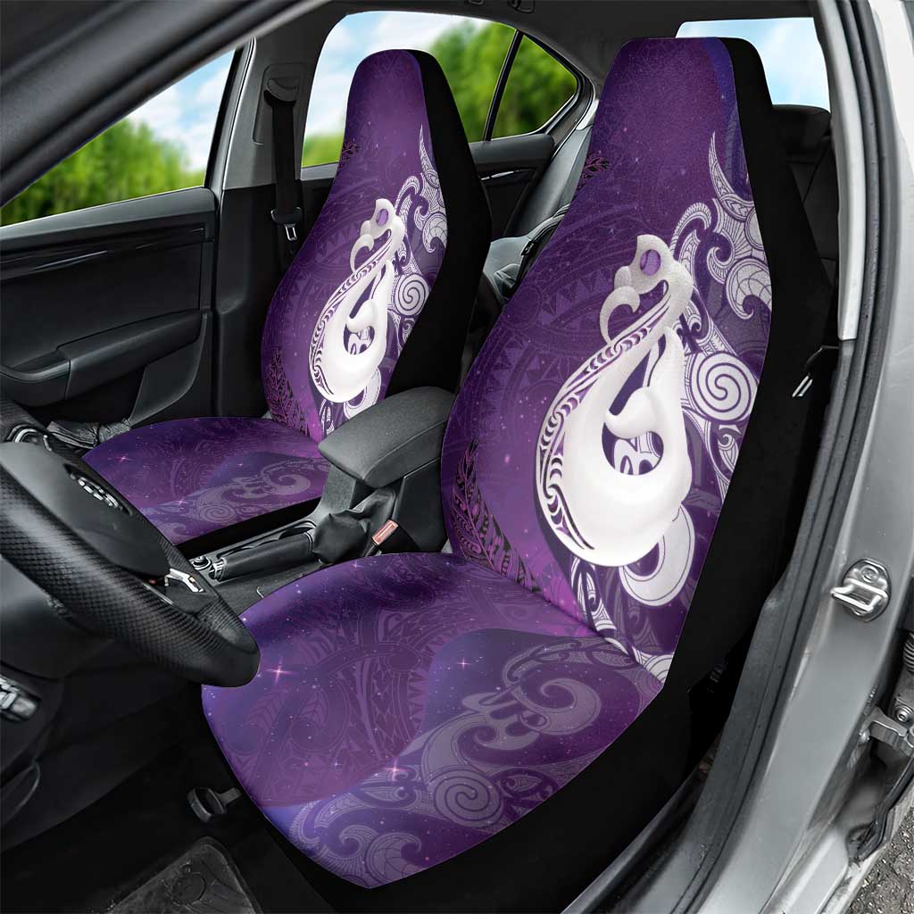 New Zealand Matariki Car Seat Cover Maori Manaia Galaxy Silver Fern Purple Color LT22 - Polynesian Pride