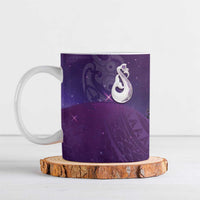New Zealand Matariki Ceramic Mug Maori Manaia Galaxy Silver Fern Purple Color