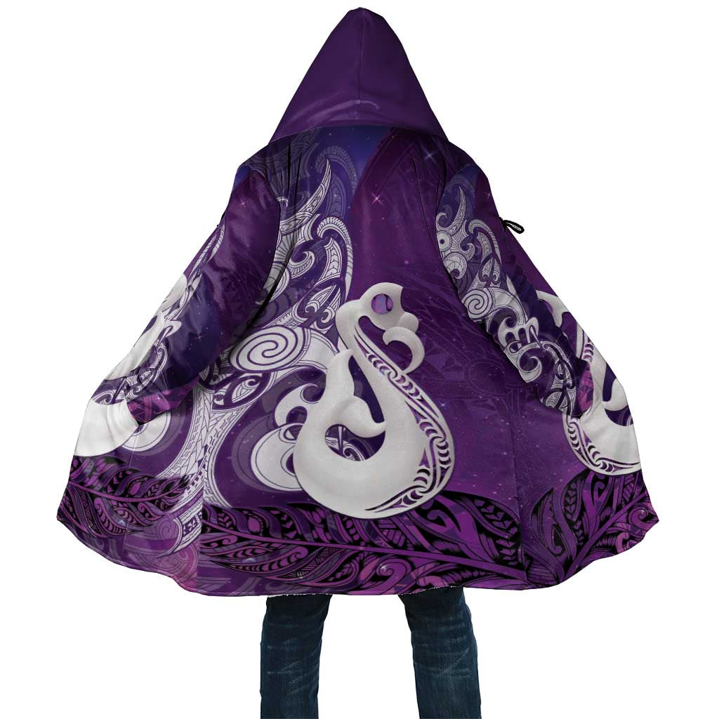 New Zealand Matariki Cloak Maori Manaia Galaxy Silver Fern Purple Color