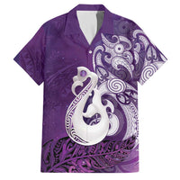 New Zealand Matariki Family Matching Puletasi and Hawaiian Shirt Maori Manaia Galaxy Silver Fern Purple Color LT22 Dad's Shirt - Short Sleeve Purple - Polynesian Pride