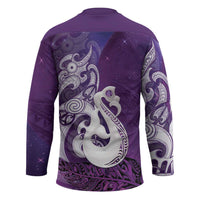 New Zealand Matariki Hockey Jersey Maori Manaia Galaxy Silver Fern Purple Color LT22 - Polynesian Pride