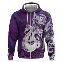 New Zealand Matariki Hoodie Maori Manaia Galaxy Silver Fern Purple Color LT22 Zip Hoodie Purple - Polynesian Pride