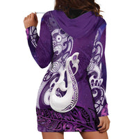 New Zealand Matariki Hoodie Dress Maori Manaia Galaxy Silver Fern Purple Color LT22 - Polynesian Pride
