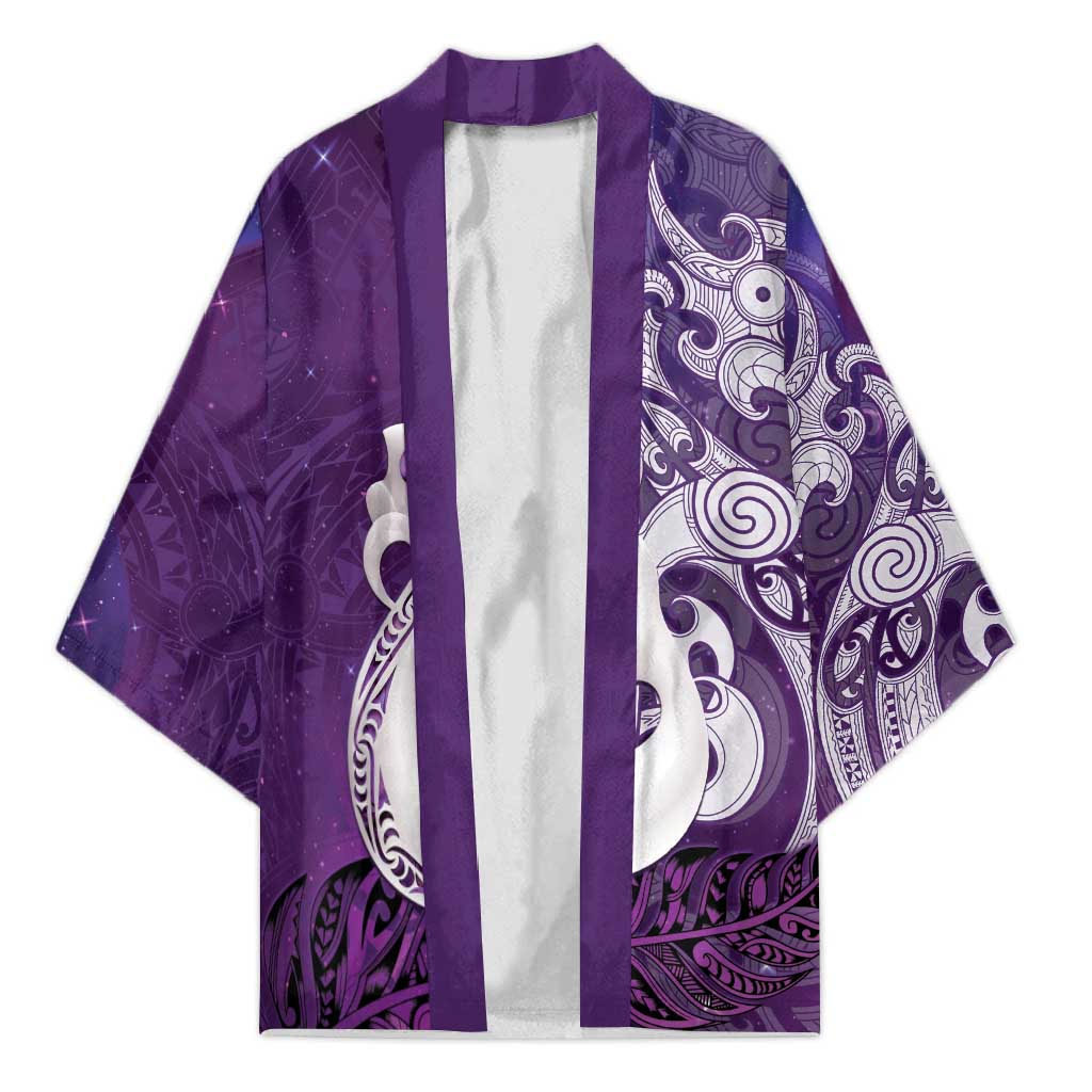 New Zealand Matariki Kimono Maori Manaia Galaxy Silver Fern Purple Color