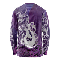 New Zealand Matariki Long Sleeve Shirt Maori Manaia Galaxy Silver Fern Purple Color LT22 - Polynesian Pride