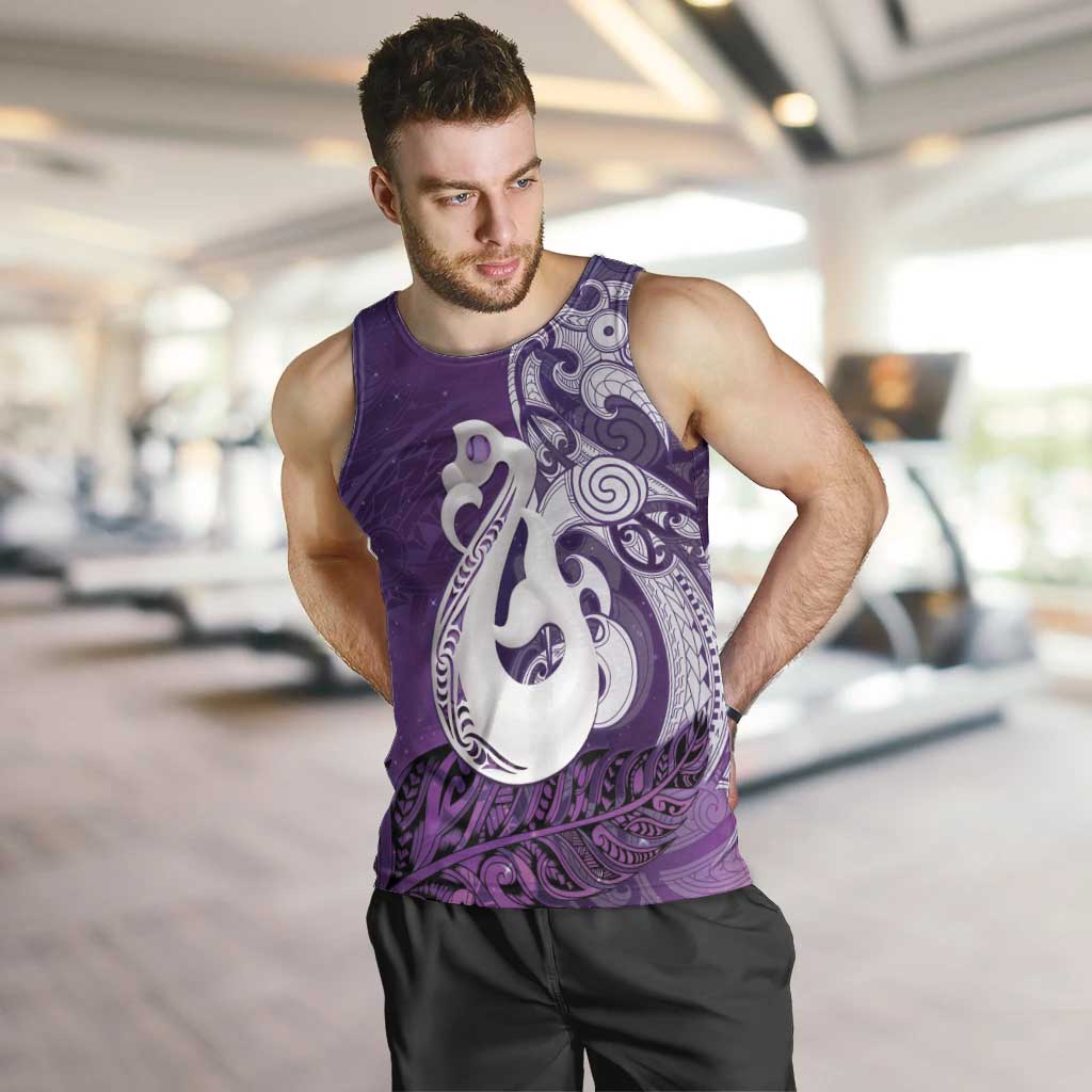 New Zealand Matariki Men Tank Top Maori Manaia Galaxy Silver Fern Purple Color LT22 Purple - Polynesian Pride