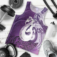 New Zealand Matariki Men Tank Top Maori Manaia Galaxy Silver Fern Purple Color LT22 - Polynesian Pride