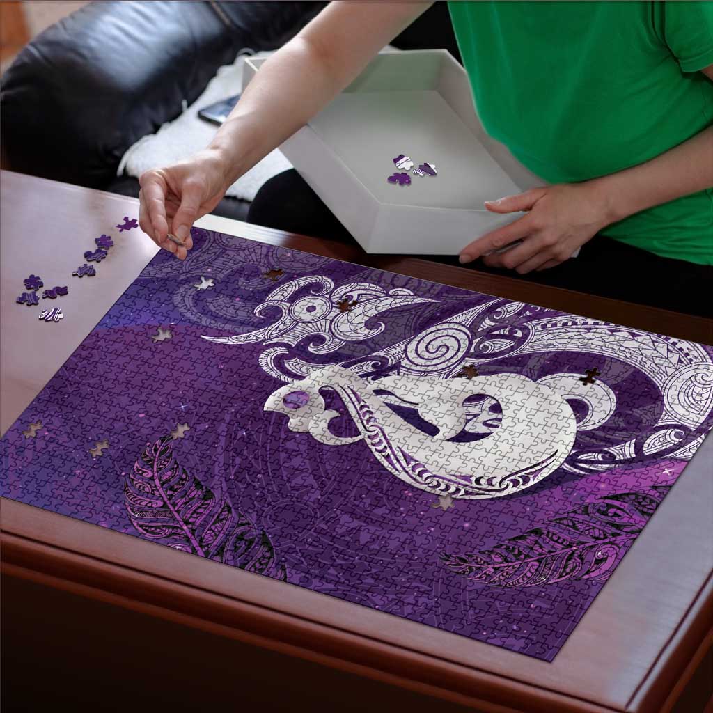New Zealand Matariki Puzzle Maori Manaia Galaxy Silver Fern Purple Color