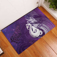 New Zealand Matariki Rubber Doormat Maori Manaia Galaxy Silver Fern Purple Color
