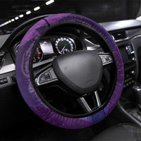 New Zealand Matariki Steering Wheel Cover Maori Manaia Galaxy Silver Fern Purple Color LT22 Universal Fit Purple - Polynesian Pride