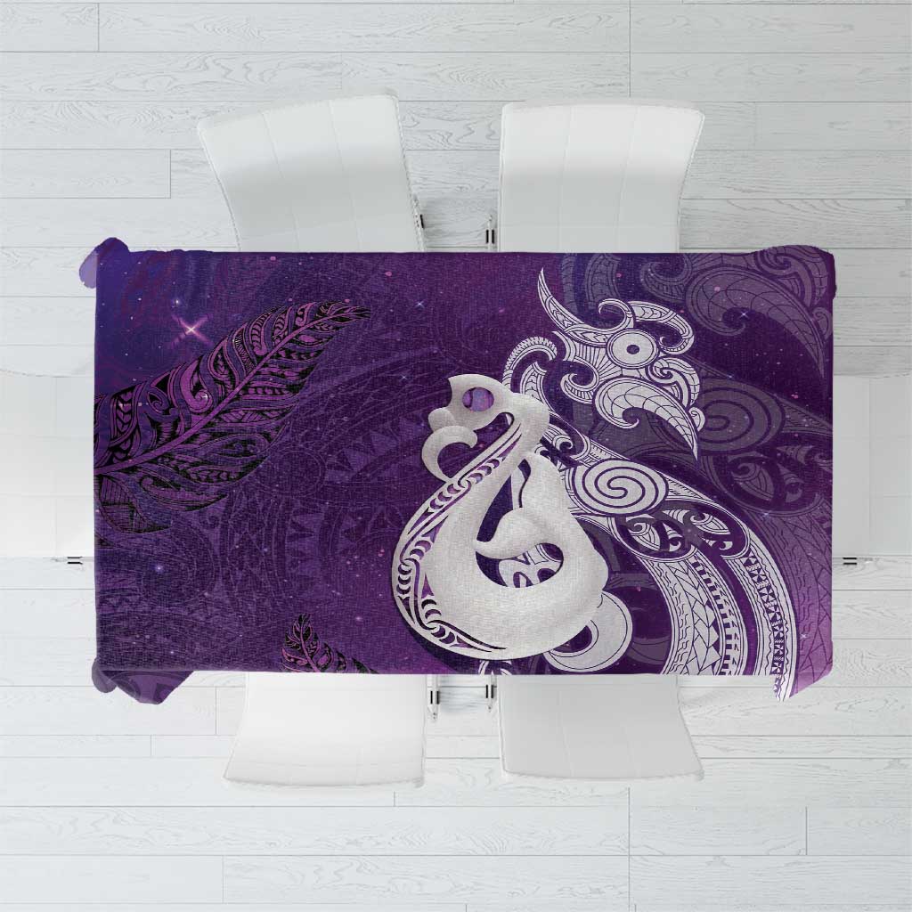 New Zealand Matariki Tablecloth Maori Manaia Galaxy Silver Fern Purple Color