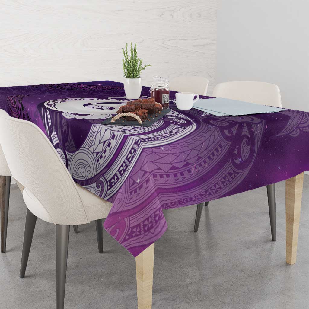New Zealand Matariki Tablecloth Maori Manaia Galaxy Silver Fern Purple Color