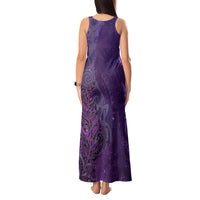 New Zealand Matariki Tank Maxi Dress Maori Manaia Galaxy Silver Fern Purple Color