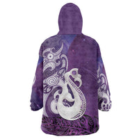 New Zealand Matariki Wearable Blanket Hoodie Maori Manaia Galaxy Silver Fern Purple Color LT22 - Polynesian Pride