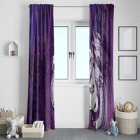 New Zealand Matariki Window Curtain Maori Manaia Galaxy Silver Fern Purple Color