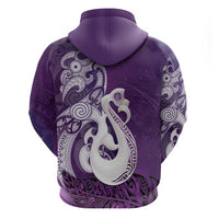 New Zealand Matariki Zip Hoodie Maori Manaia Galaxy Silver Fern Purple Color LT22 - Polynesian Pride