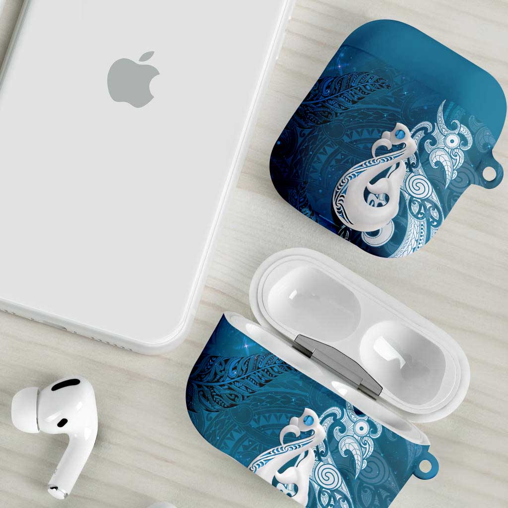 New Zealand Matariki AirPods Case Maori Manaia Galaxy Silver Fern Blue Color