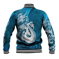 New Zealand Matariki Baseball Jacket Maori Manaia Galaxy Silver Fern Blue Color
