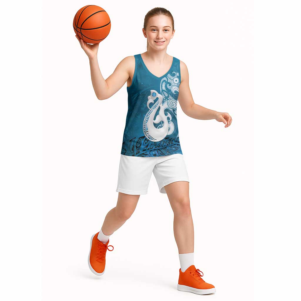 New Zealand Matariki Basketball Jersey Maori Manaia Galaxy Silver Fern Blue Color
