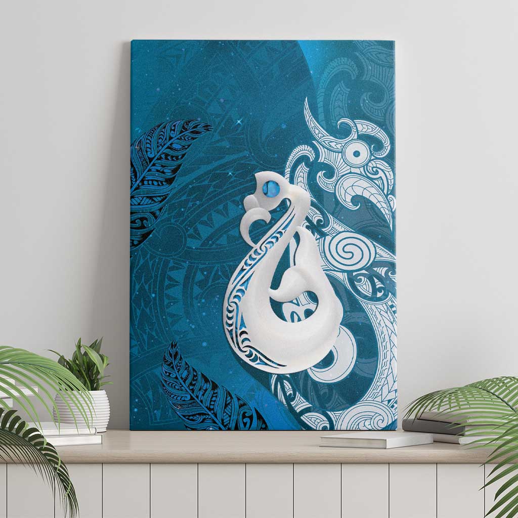 New Zealand Matariki Canvas Wall Art Maori Manaia Galaxy Silver Fern Blue Color