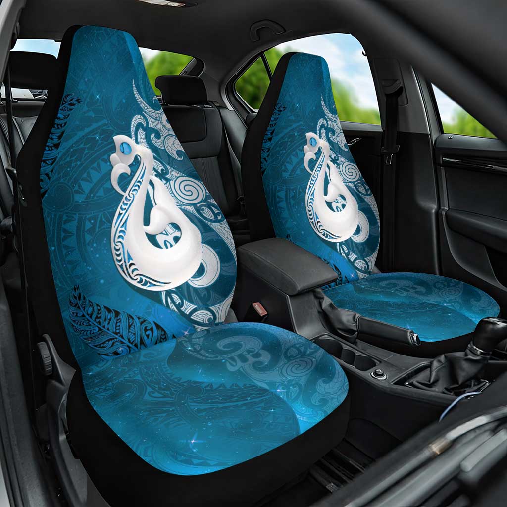 New Zealand Matariki Car Seat Cover Maori Manaia Galaxy Silver Fern Blue Color
