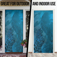 New Zealand Matariki Door Cover Maori Manaia Galaxy Silver Fern Blue Color