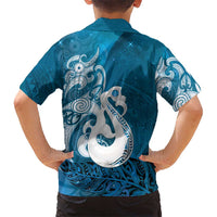 New Zealand Matariki Family Matching Tank Maxi Dress and Hawaiian Shirt Maori Manaia Galaxy Silver Fern Blue Color LT22 - Polynesian Pride