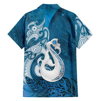 New Zealand Matariki Family Matching Tank Maxi Dress and Hawaiian Shirt Maori Manaia Galaxy Silver Fern Blue Color LT22 - Polynesian Pride