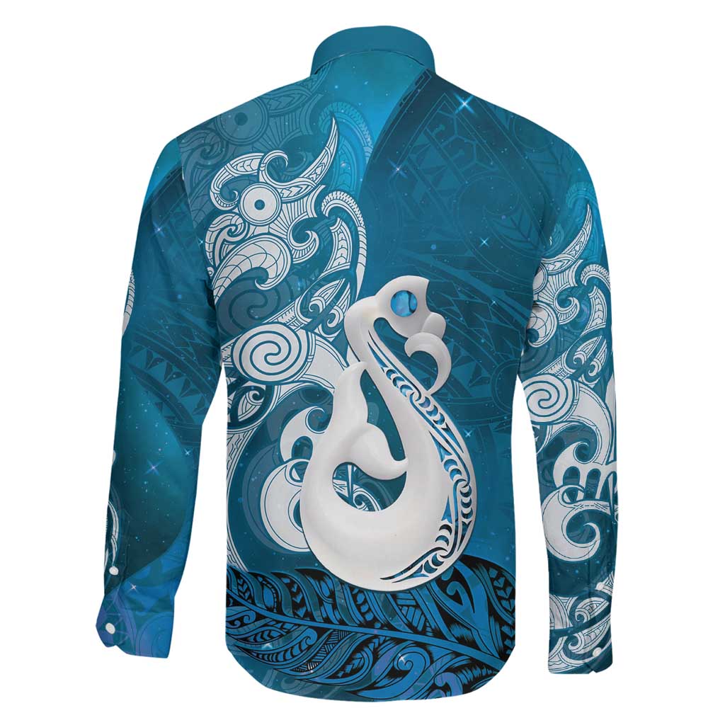 New Zealand Matariki Family Matching Tank Maxi Dress and Hawaiian Shirt Maori Manaia Galaxy Silver Fern Blue Color LT22 - Polynesian Pride