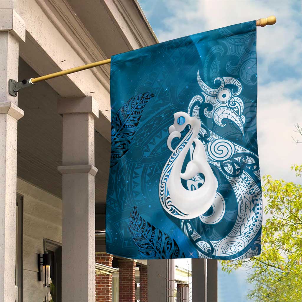 New Zealand Matariki Garden Flag Maori Manaia Galaxy Silver Fern Blue Color