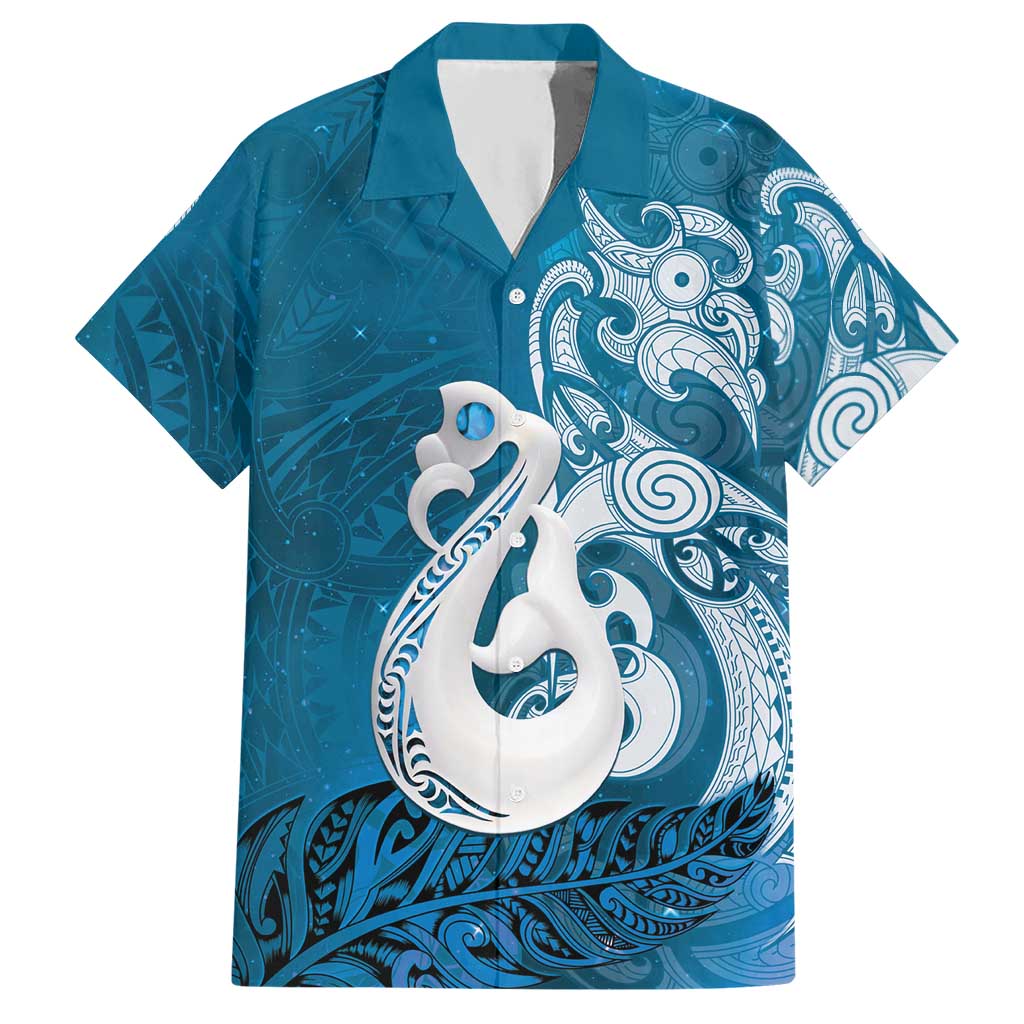 New Zealand Matariki Hawaiian Shirt Maori Manaia Galaxy Silver Fern Blue Color