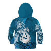 New Zealand Matariki Kid Hoodie Maori Manaia Galaxy Silver Fern Blue Color LT22 - Polynesian Pride