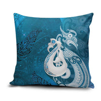 New Zealand Matariki Pillow Cover Maori Manaia Galaxy Silver Fern Blue Color